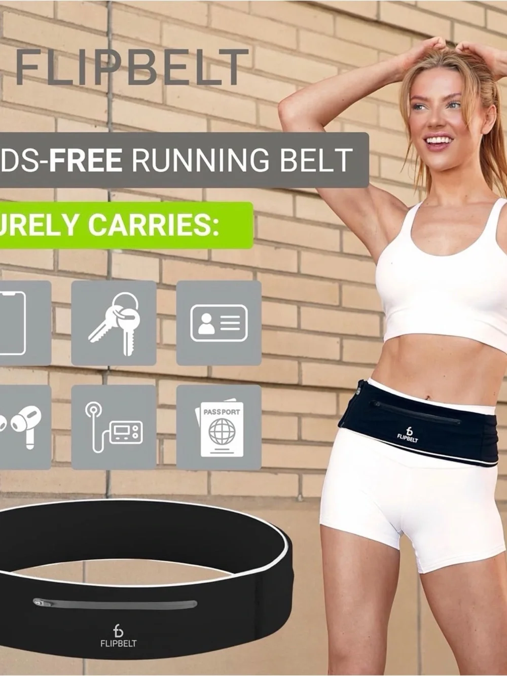 FlipBelt Adjustable Running Belt - Black